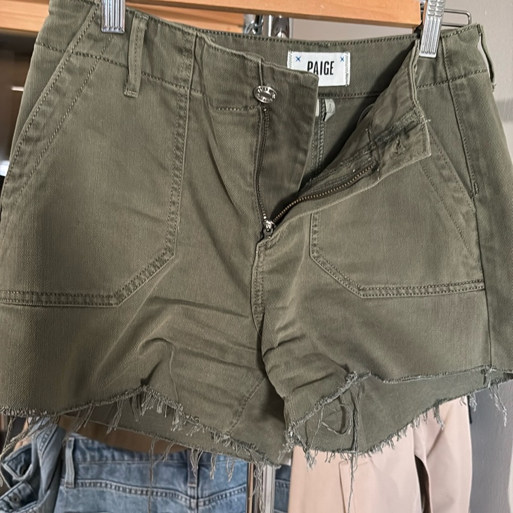 PAIGE Mayslie Utility Shorts in Vintage Ivy Green​​​​​​​